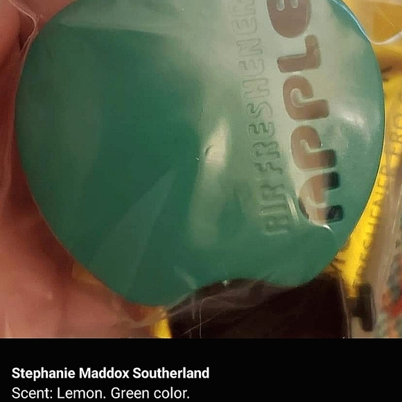 4 plastic apple car air fresheners. 4 colors. - Picture 3 of 9